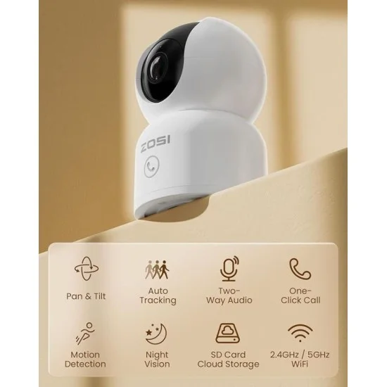 Zosi 2.0 Mp Indoor Security Camera - White